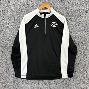 Georgia Tech Yellow Jackets Track Jacket Men Large Black 1/4 Zip Pullover Adidas